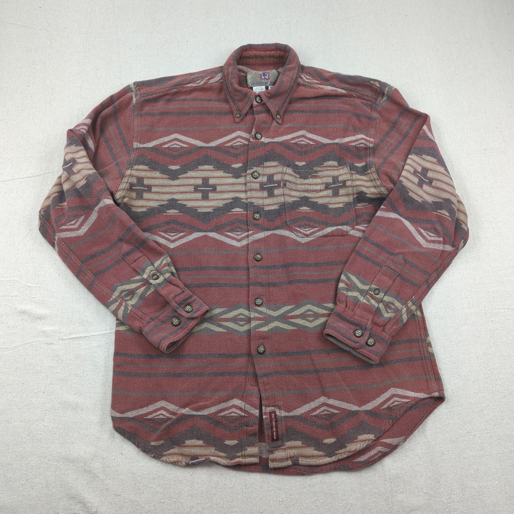 Territory Ahead Aztec Shirt Mens Medium Red Southwestern Navajo Pattern